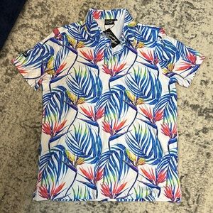 NWT Sunday swagger cooling fabric men’s golf shirt tropical design size medium